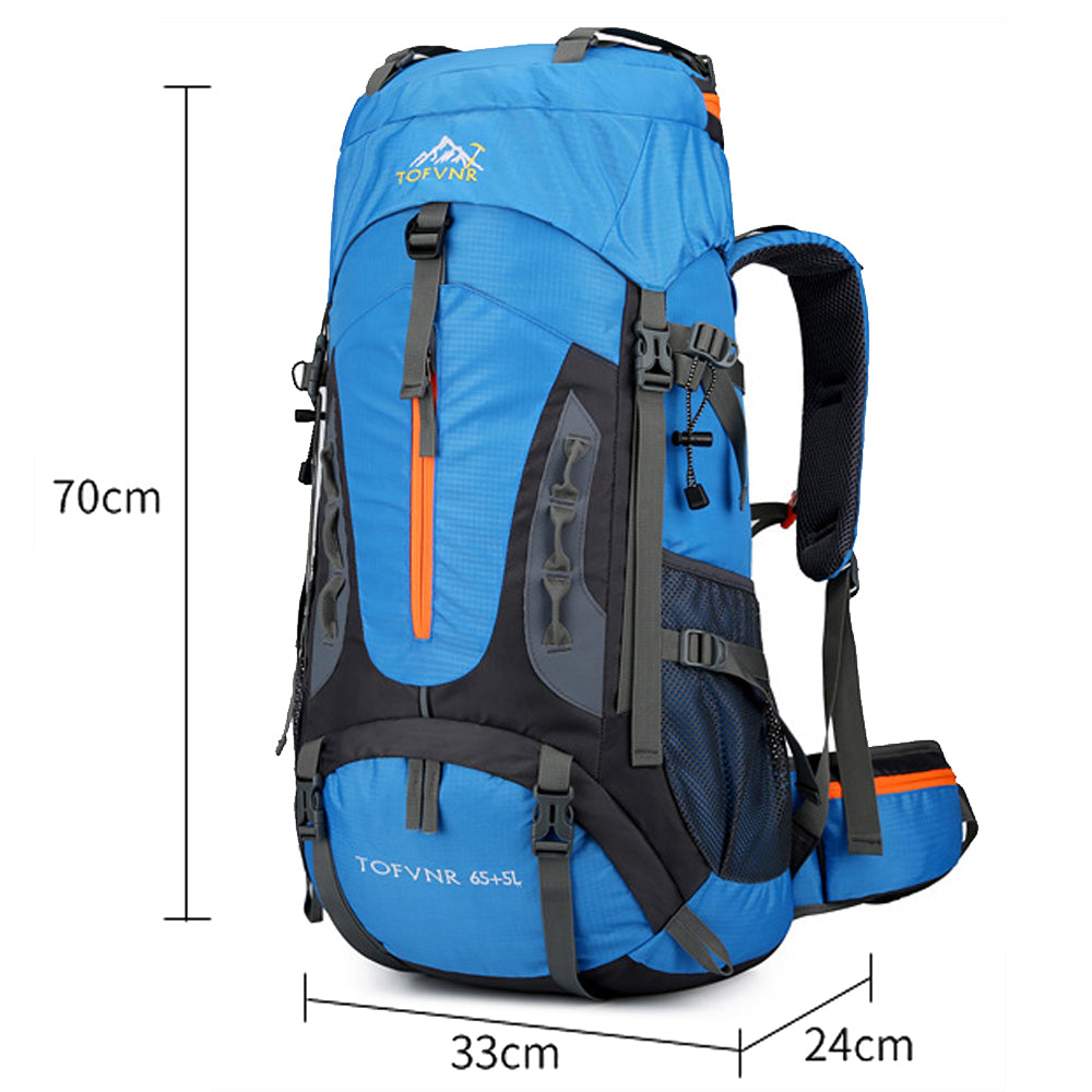 70L Expandable Hiking Backpack for Trekking & Travel